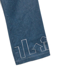 EMBROIDERY DENIM WIDE PANTS (LAKE BLUE)