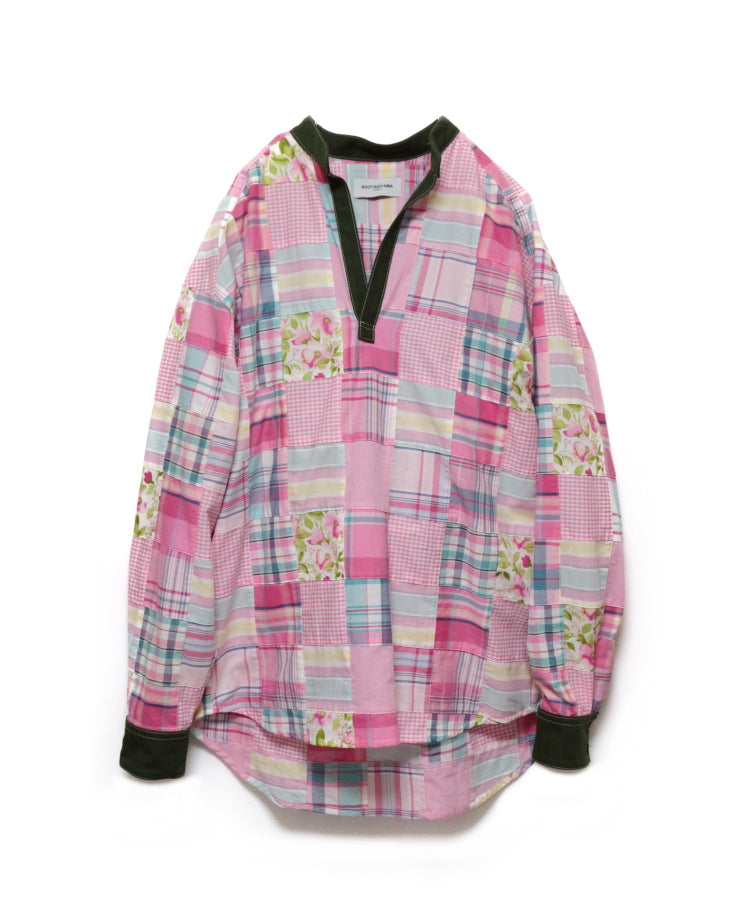 CHECK PATCHWORK PULLOVER SHIRT
