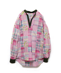 CHECK PATCHWORK PULLOVER SHIRT