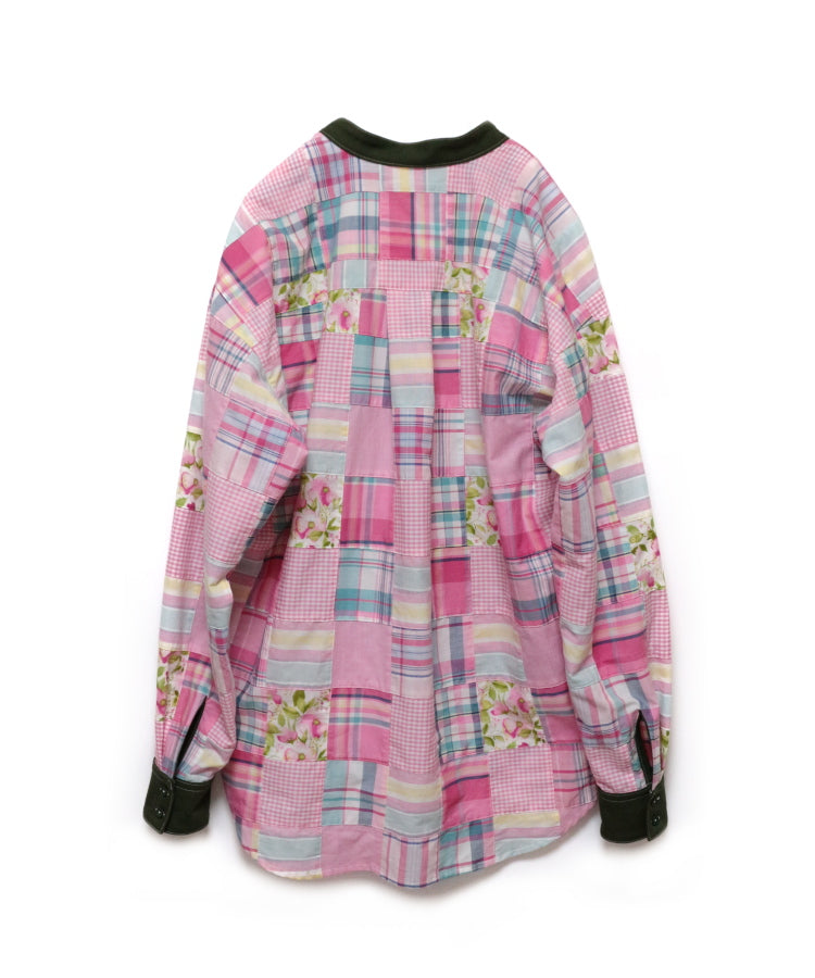 CHECK PATCHWORK PULLOVER SHIRT
