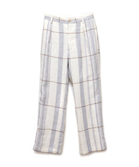 LINEN CHECK ONE TUCK SLACKS