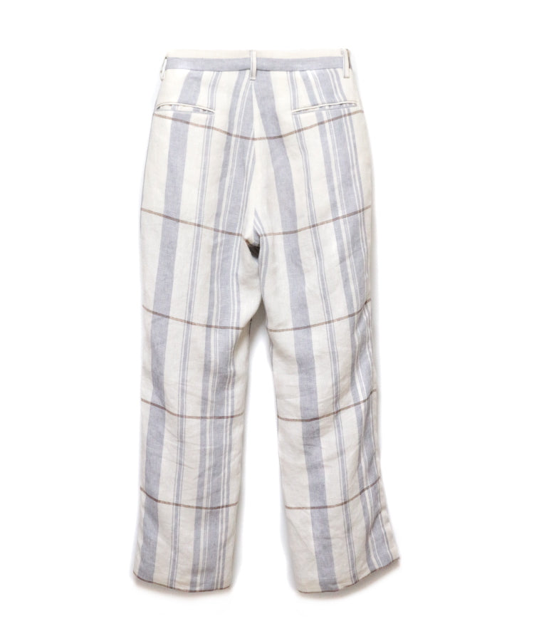 LINEN CHECK ONE TUCK SLACKS