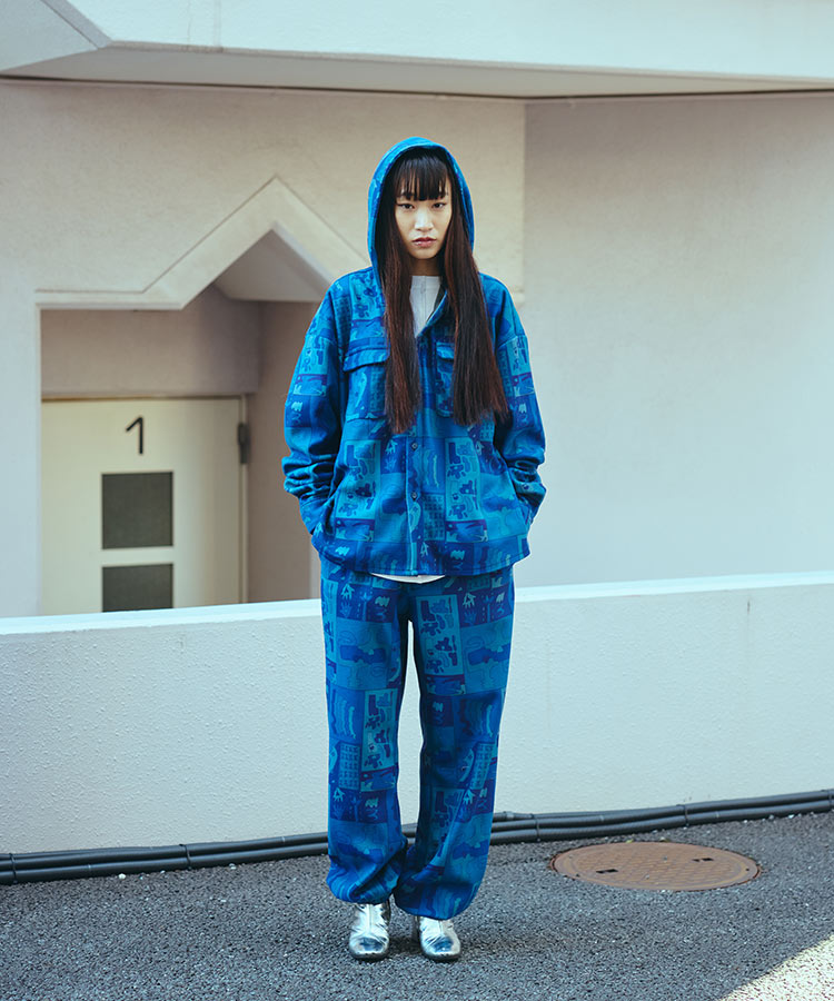 NIGHT PAINT FLEECE HOODED SHIRT