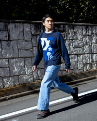 EMBROIDERY DENIM WIDE PANTS (LIGHT BLUE)