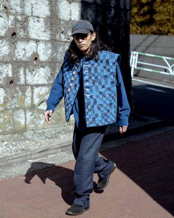 CORDUROY CUTTING WESTERN SHIRT (DEEP BLUE)