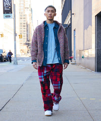 UPCYCLE CHECK ONE TUCK SLACKS