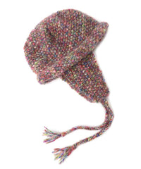 RAINBOW DYE MOHAIR HAND KNIT 2WAY HAT