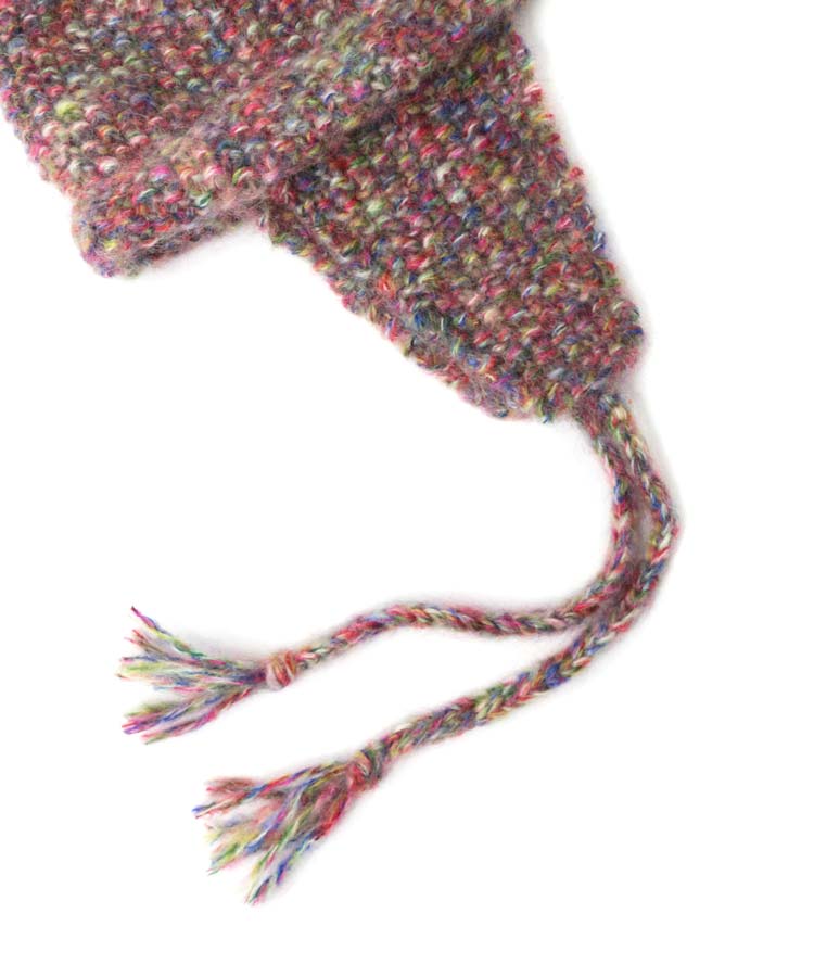 RAINBOW DYE MOHAIR HAND KNIT 2WAY HAT