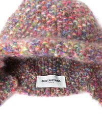 RAINBOW DYE MOHAIR HAND KNIT 2WAY HAT