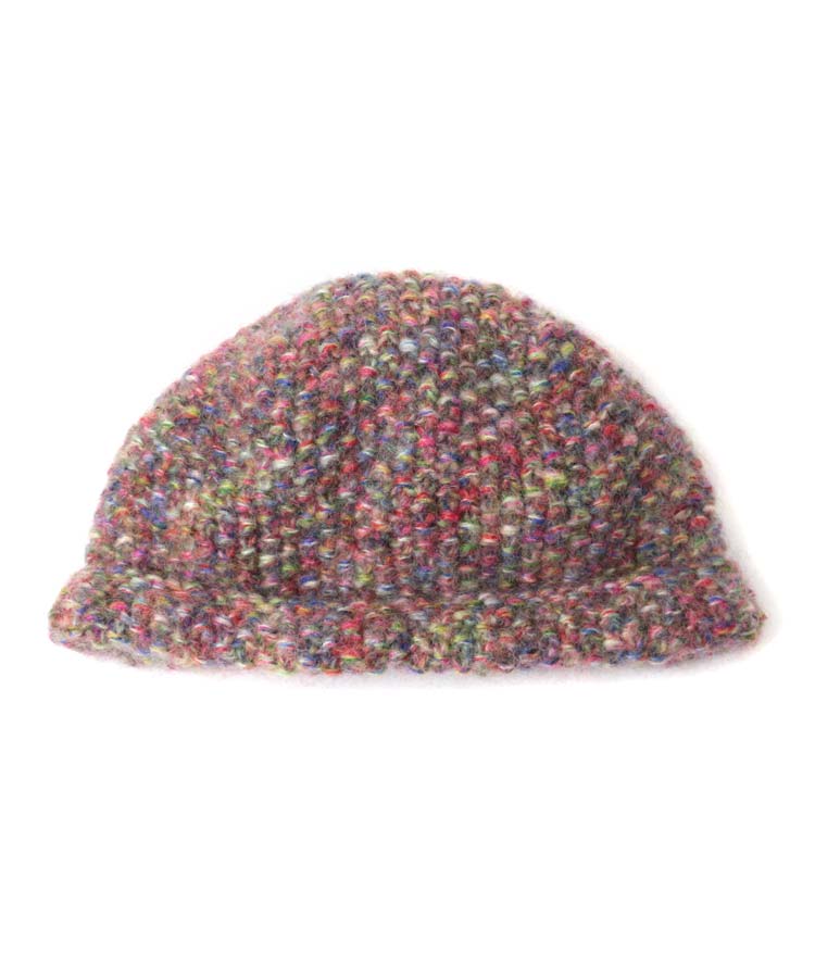 RAINBOW DYE MOHAIR HAND KNIT 2WAY HAT