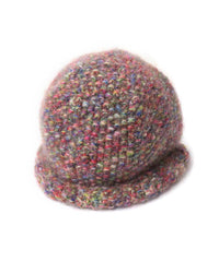 RAINBOW DYE MOHAIR HAND KNIT 2WAY HAT