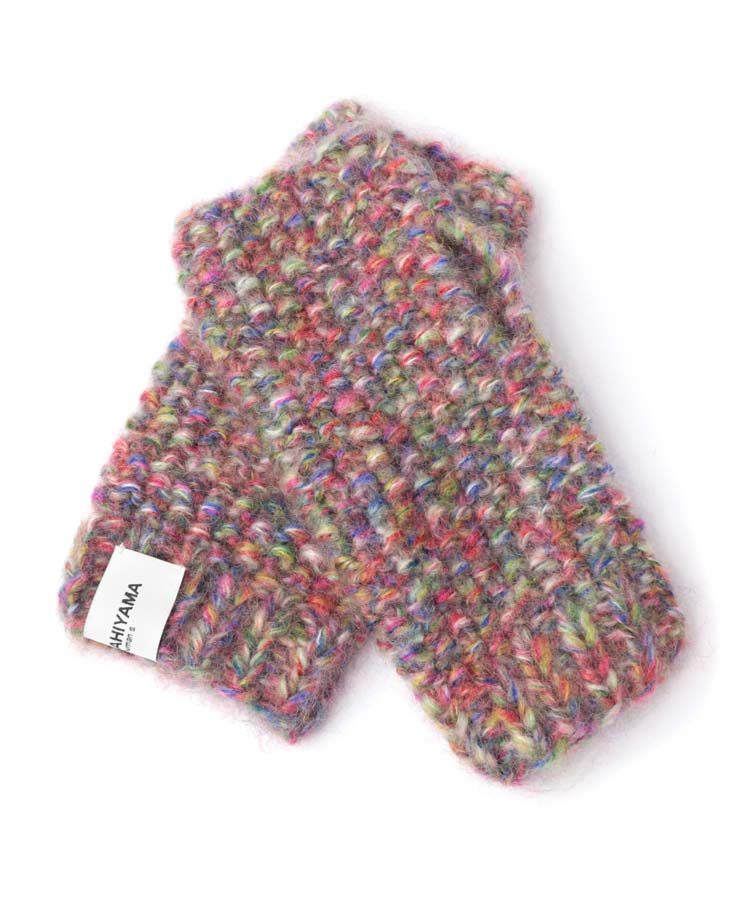 RAINBOW DYE MOHAIR HAND KNIT GLOVES