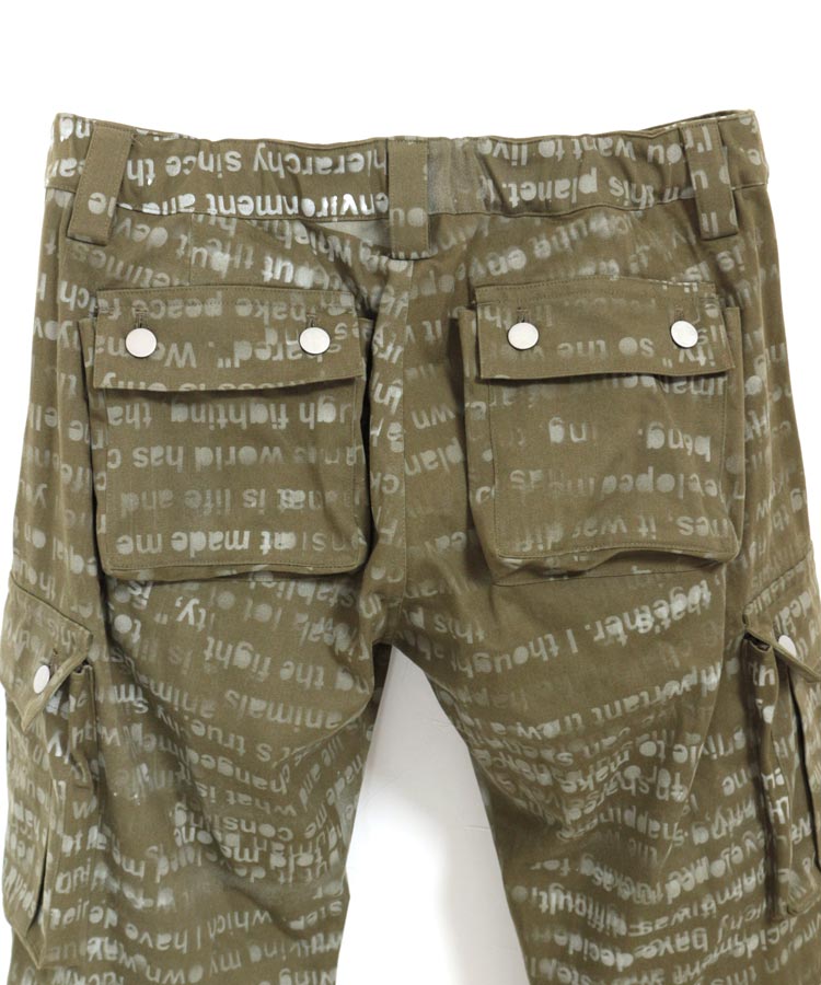 HAND STENCIL DESIGN CARGO PANTS