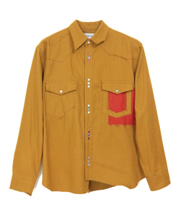 COTTON FLANNEL CUTTING WESTERN SHIRT (MUSTARD)