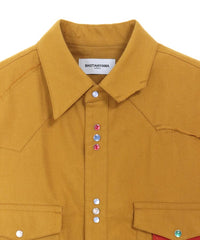 COTTON FLANNEL CUTTING WESTERN SHIRT (MUSTARD)